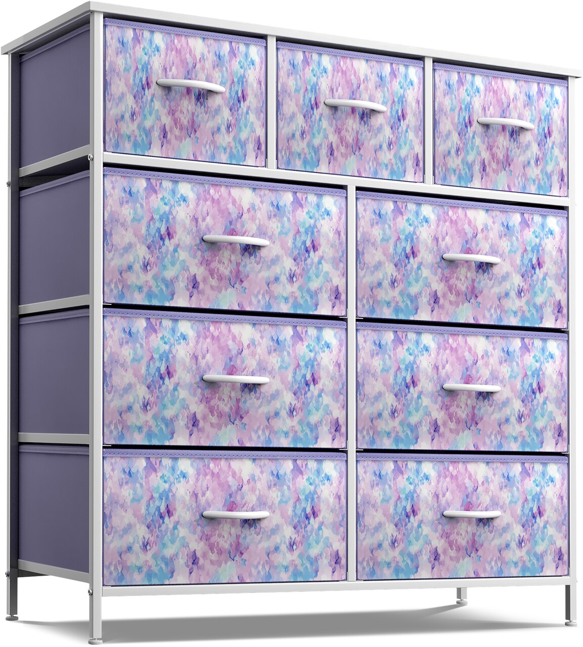 Sorbus Dresser with 9 Drawers - Furniture Storage Chest Tower Unit for Bedroom, Closet, etc - Steel Frame, Wood Top, Fabric Bins